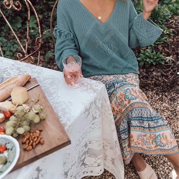 05 Bohemian Gypsy Elastic Waist Maxi Skirt - Picture 2 of 3